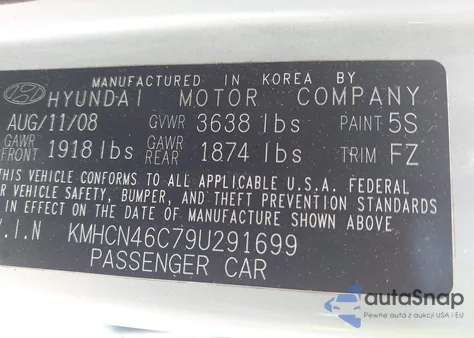 2009 Hyundai Accent Gls из США, поврежденный, VIN KMHCN46C79U291699